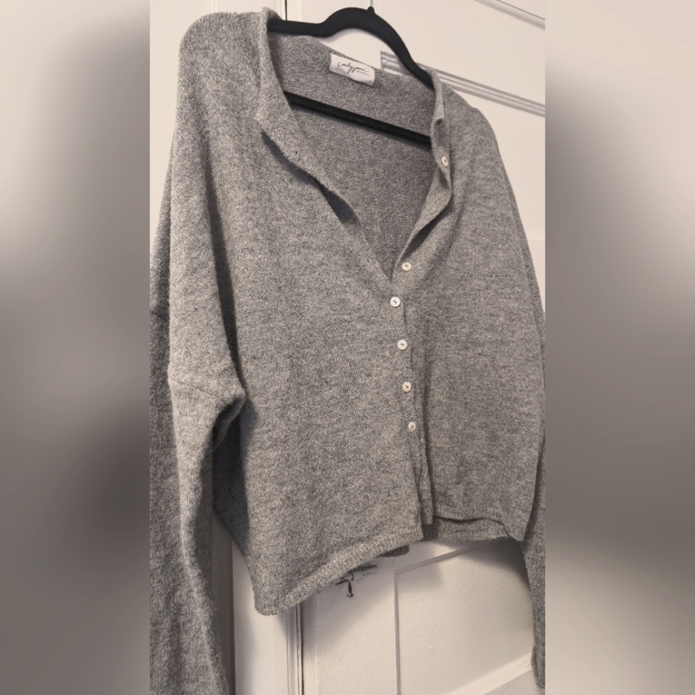 Carly Jean Los Angeles CJLA Grey Cardigan Sweater L